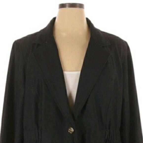 IMAN Blazer Boyfriend Leopard Cuffs Single Breasted Lined Pockets Black Sz 2X - Picture 4 of 8